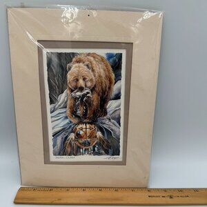 JODY BERGSMA Art Print Bear Clan Dream Catcher Fish Art 8x10, Preowned condition